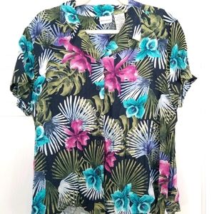 Vintage Hawaiian Shirt, Tropical Floral Print Boxy